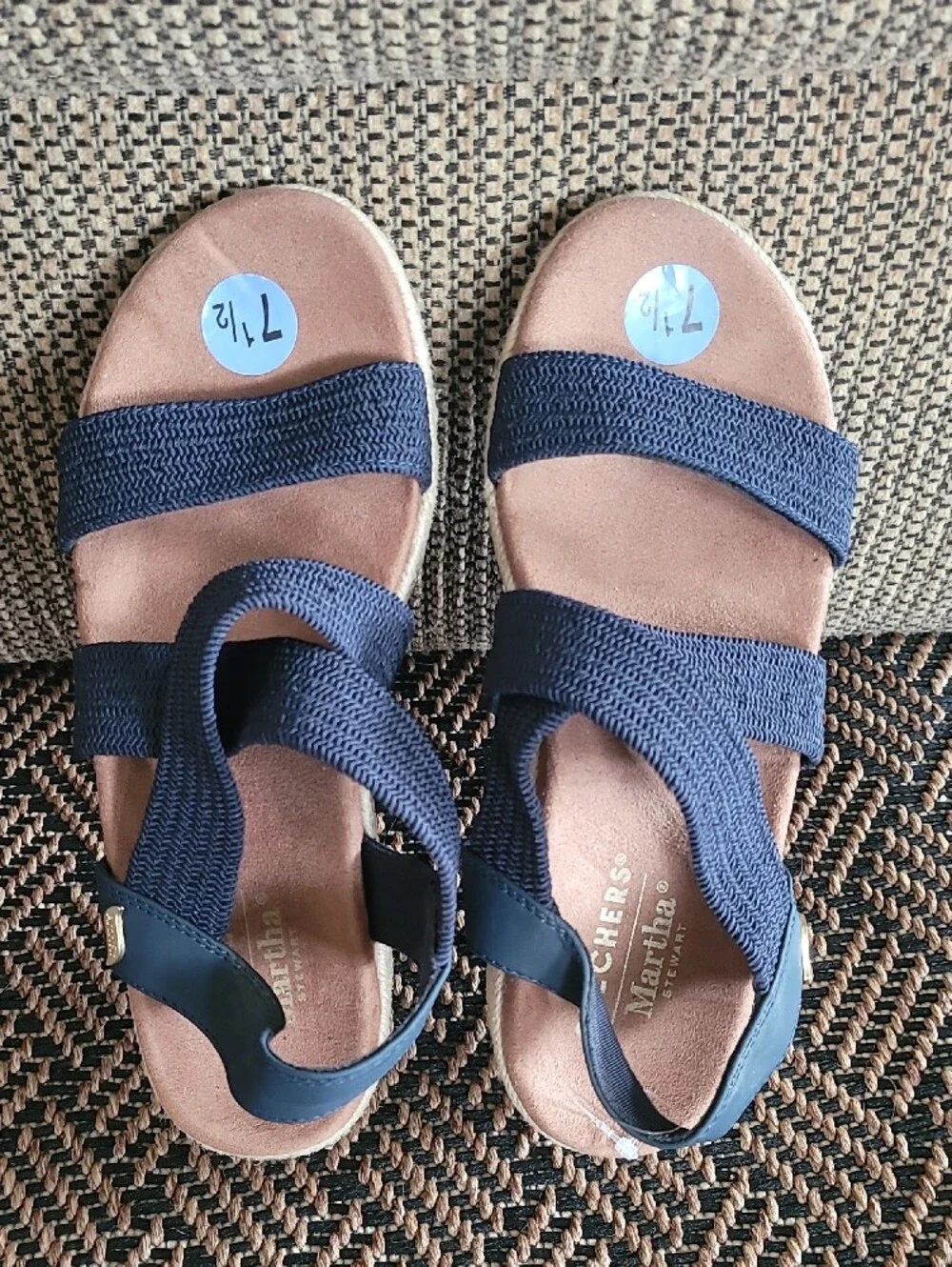 Skechers Cali x Martha Stewart Arch Fit Beverlee Wedge Sandals Navy Blue Sz 7.5